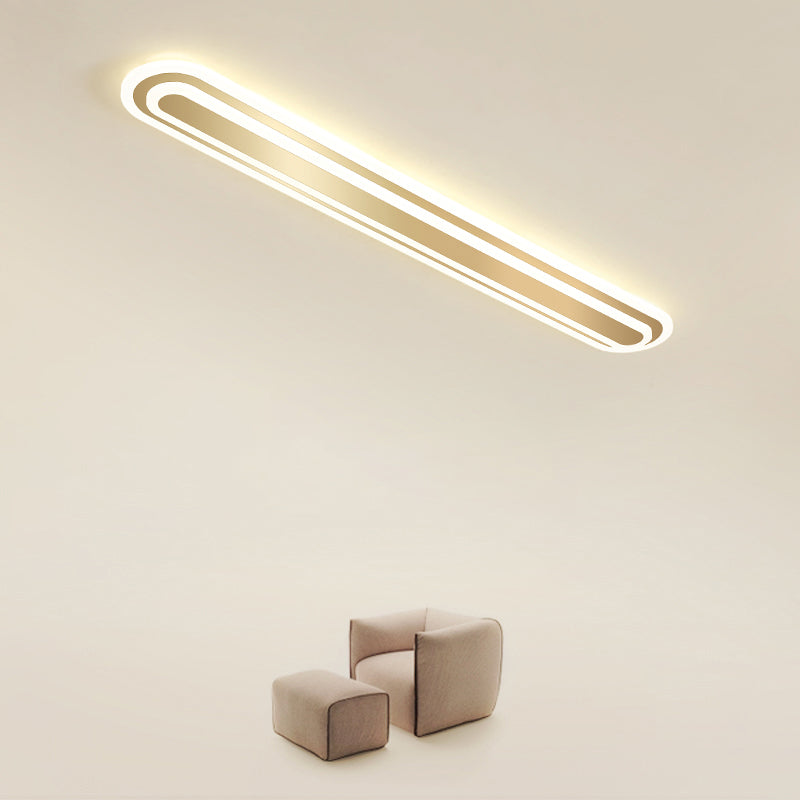 Gouden langwerpige LED-plafondarmatuur minimalisme acryl inbouwlamp voor slaapkamer