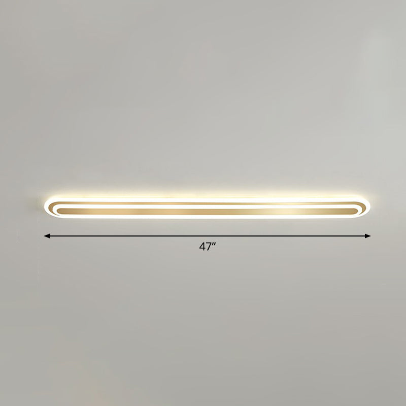 Gouden langwerpige LED-plafondarmatuur minimalisme acryl inbouwlamp voor slaapkamer