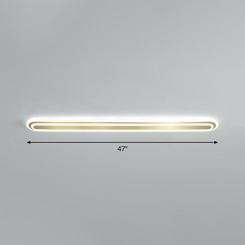 Gouden langwerpige LED-plafondarmatuur minimalisme acryl inbouwlamp voor slaapkamer