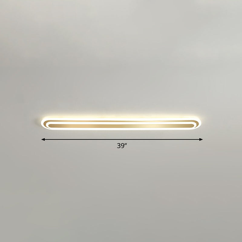 Gouden langwerpige LED-plafondarmatuur minimalisme acryl inbouwlamp voor slaapkamer