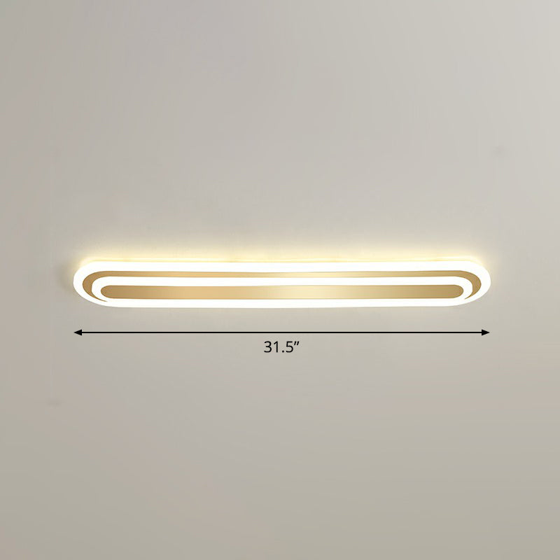 Gouden langwerpige LED-plafondarmatuur minimalisme acryl inbouwlamp voor slaapkamer