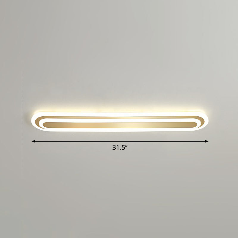 Gouden langwerpige LED-plafondarmatuur minimalisme acryl inbouwlamp voor slaapkamer