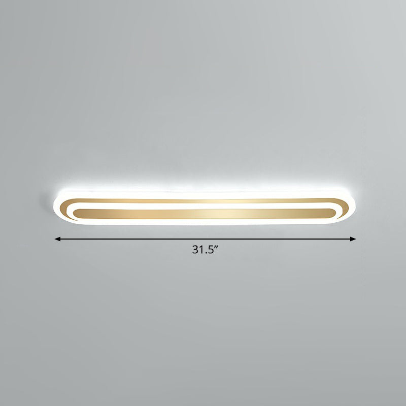 Gouden langwerpige LED-plafondarmatuur minimalisme acryl inbouwlamp voor slaapkamer