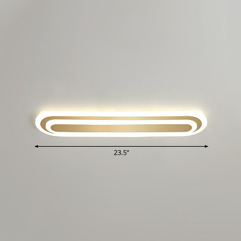Gouden langwerpige LED-plafondarmatuur minimalisme acryl inbouwlamp voor slaapkamer