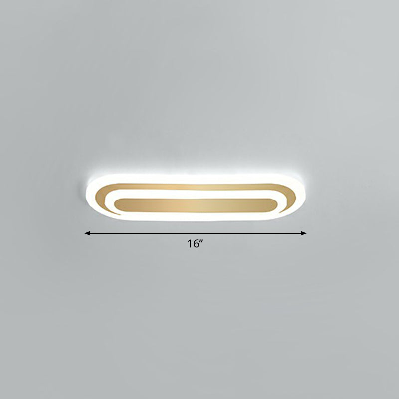 Gouden langwerpige LED-plafondarmatuur minimalisme acryl inbouwlamp voor slaapkamer