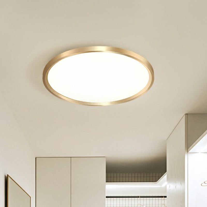 Lampada da incasso a soffitto circolare per camera da letto, lampada da incasso a LED in acrilico semplicità in oro