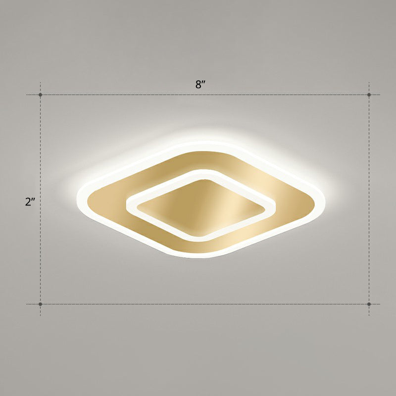 Geometrische Form-Korridor-Deckenleuchte, Acryl-Minimalismus-LED-Unterputzleuchte in Gold
