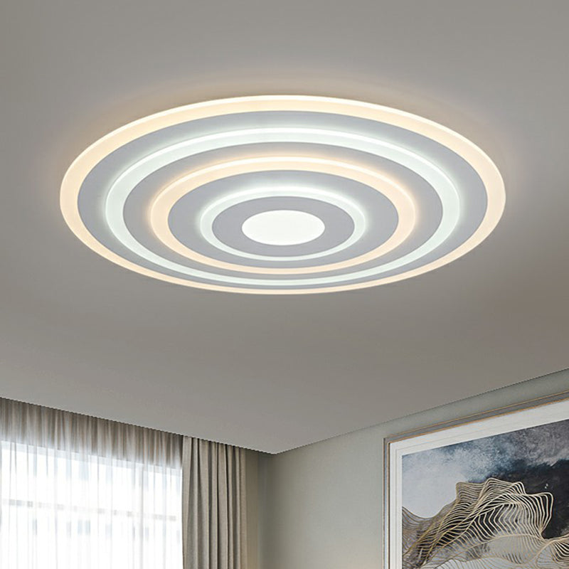 Weiße Konzentrische Runde Flushmount Einfache Stil Acryl LED Flush Ceiling Licht für Schlafzimmer