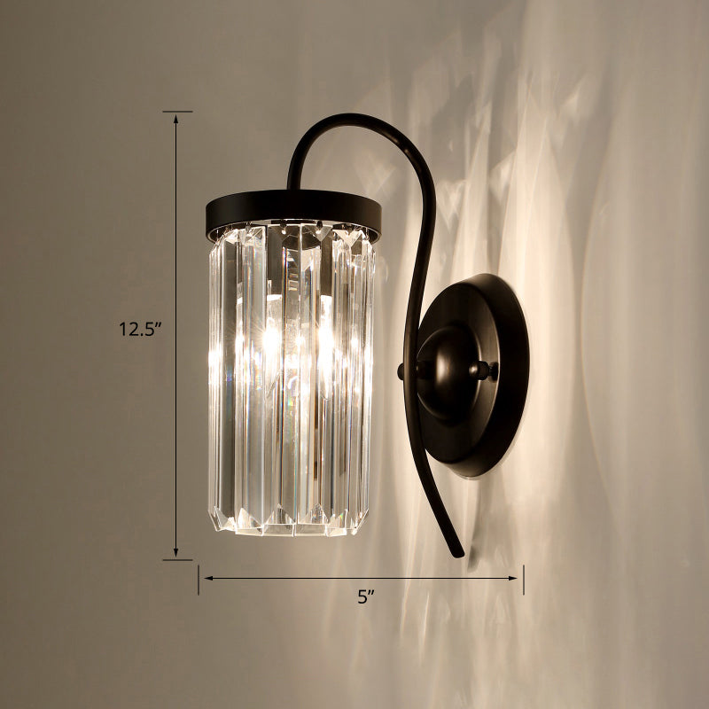 Zwaan nek wandlamp Moderne metalen wand sconce verlichte armatuur met cilindrische kristalschaduw