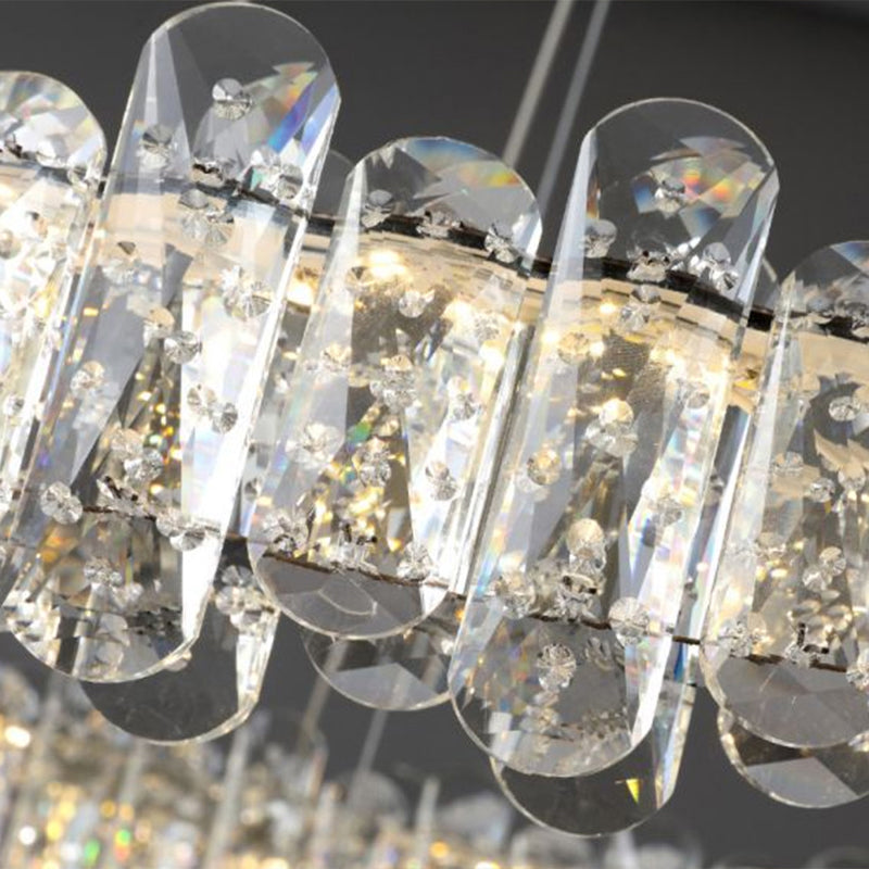 K9 Crystal Ring Shaped Suspension Lamp Simplicity Chrome Finish LED Chandelier Pendant Light