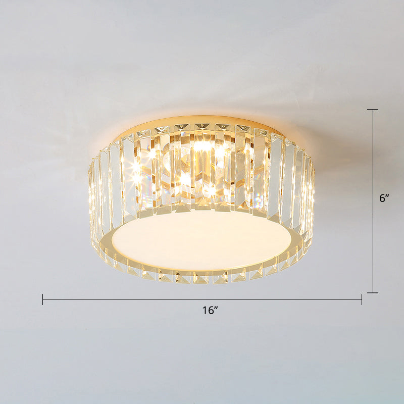 Champagne Geometric Shape Flushmount Light Simple Style Crystal LED Flush Ceiling Light