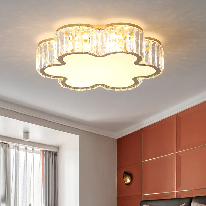 Champagne Geometric Shape Flushmount Light Simple Style Crystal LED Flush Ceiling Light