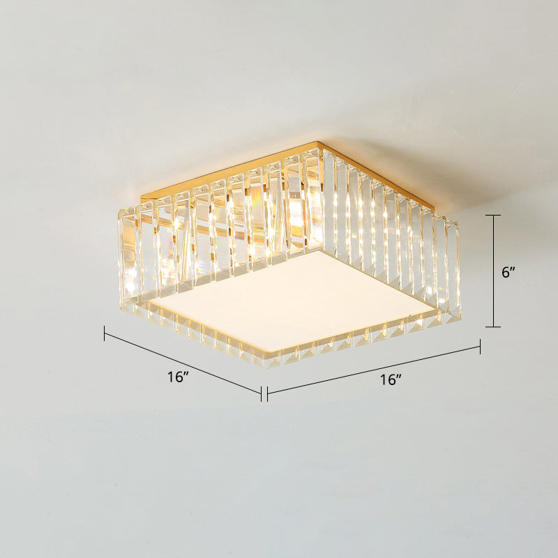 Champagne Geometric Shape Flushmount Light Simple Style Crystal LED Flush Ceiling Light