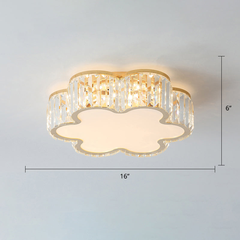 Champagne Geometric Shape Flushmount Light Simple Style Crystal LED Flush Ceiling Light