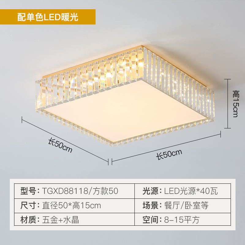 Champagne Geometric Shape Flushmount Light Simple Style Crystal LED Flush Ceiling Light