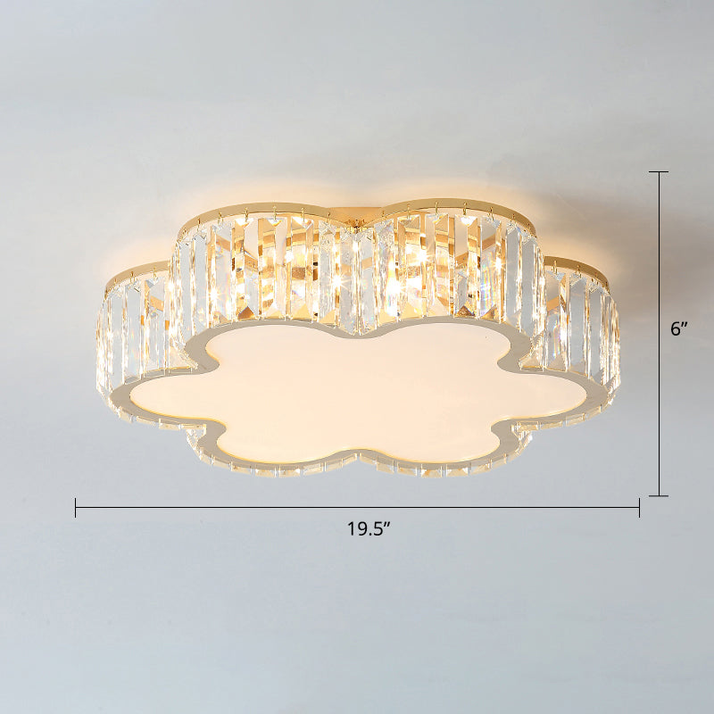 Champagne Geometric Shape Flushmount Light Simple Style Crystal LED Flush Ceiling Light
