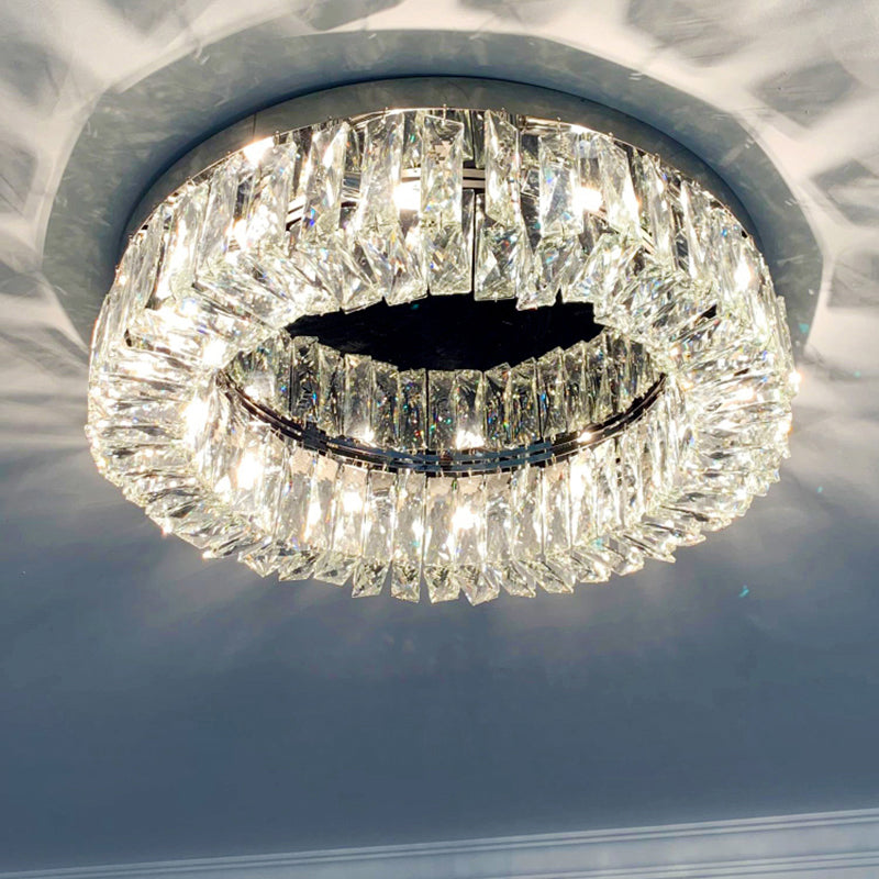 Beveled Cut Crystal Ring Flush Light Halterung Einfache Style Flush Mount Ceiling Light für Schlafzimmer