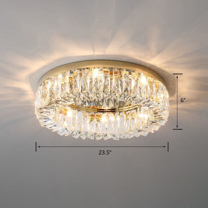 Beveled Cut Crystal Ring Flush Light Halterung Einfache Style Flush Mount Ceiling Light für Schlafzimmer