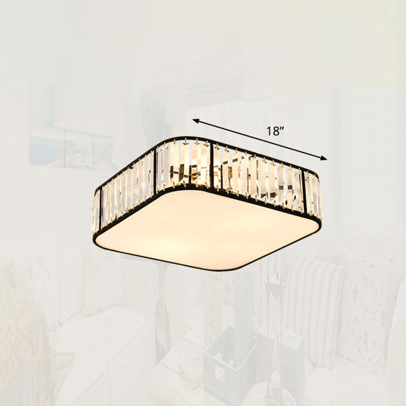 Plafonnier encastré pour chambre à coucher, plafonnier minimaliste avec abat-jour carré en cristal