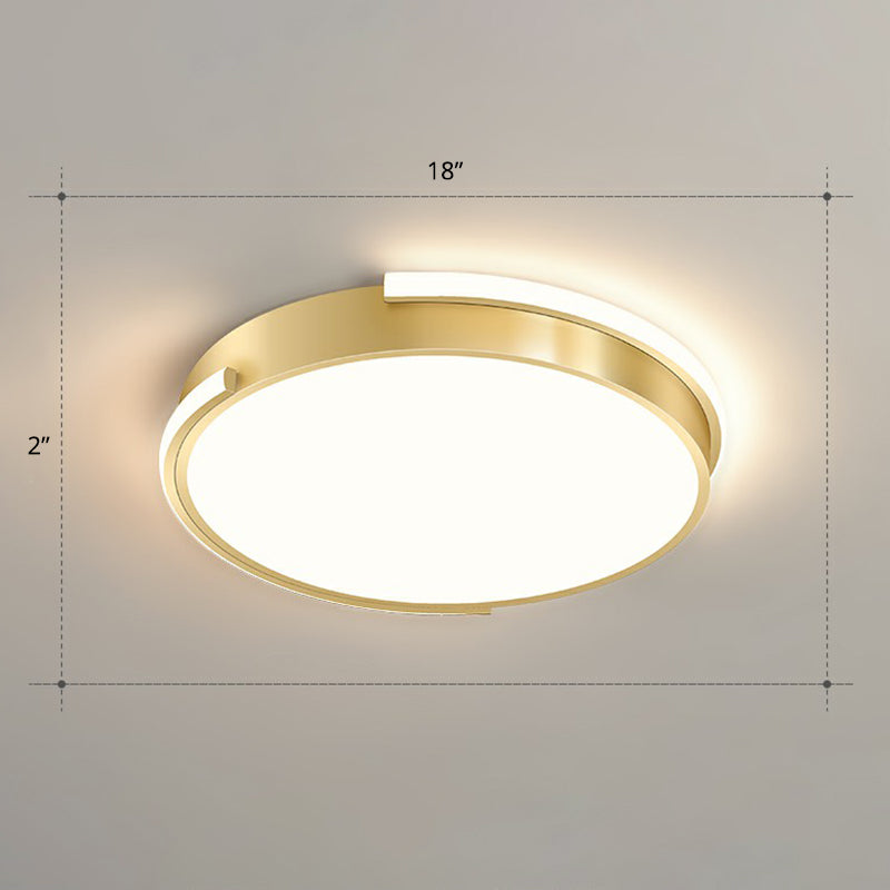 Metallisch Geometrische Form Deckenleuchte Minimalistisch Gebürstetes Gold LED Bündig Montieren Licht