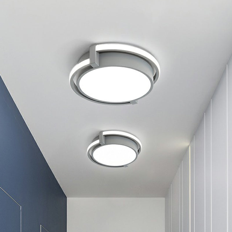Nordic Circle LED Flush Mount Fixture Metal Corridor Ceiling Mount Light with Acrylic Diffuser