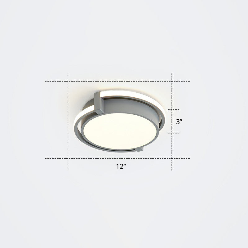 Nordic Circle LED Flush Mount Fixture Metal Corridor Ceiling Mount Light with Acrylic Diffuser