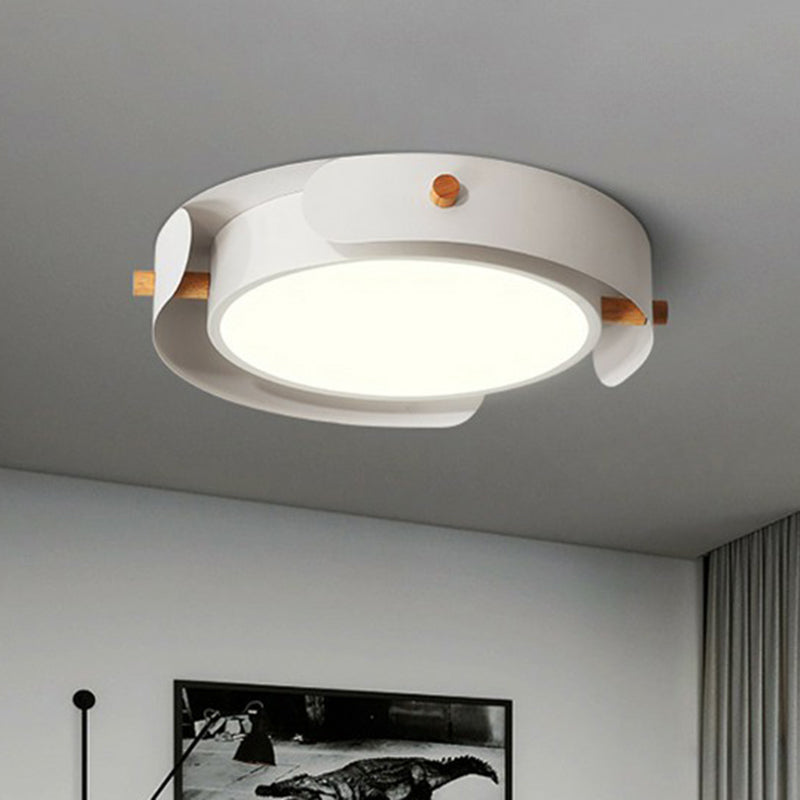 LED Round Flush Mount Lighting Fixture Minimalist Metal Bedroom Ceiling Mounted Light