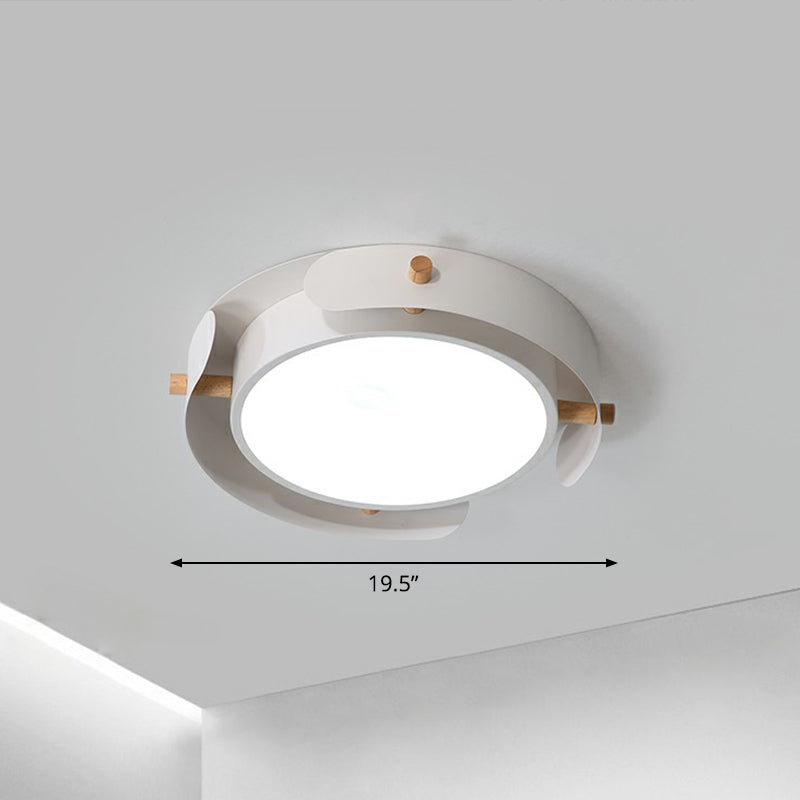 LED Round Flush Mount Lighting Fixture Minimalist Metal Bedroom Ceiling Mounted Light