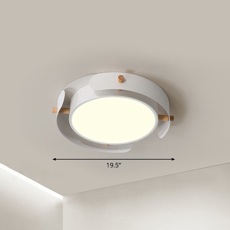 LED Round Flush Mount Lighting Fixture Minimalist Metal Bedroom Ceiling Mounted Light