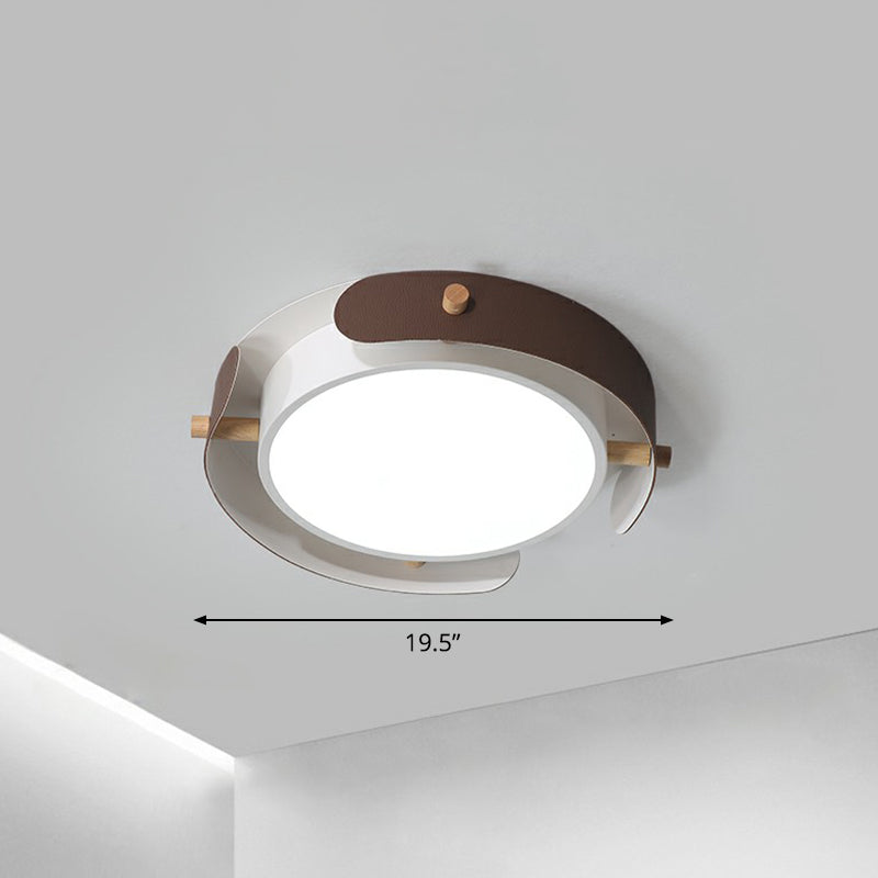 LED Round Flush Mount Lighting Fixture Minimalist Metal Bedroom Ceiling Mounted Light