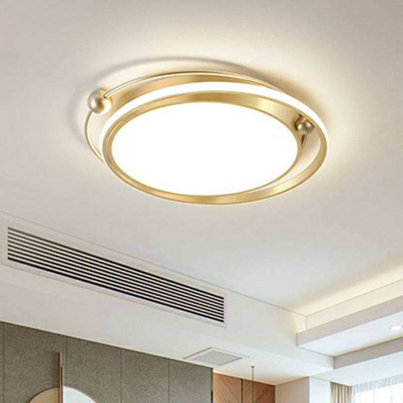 Halo Ring Flush Mount Light Fixture Modern Acrylic Bedroom LED Ceiling Light in Gold