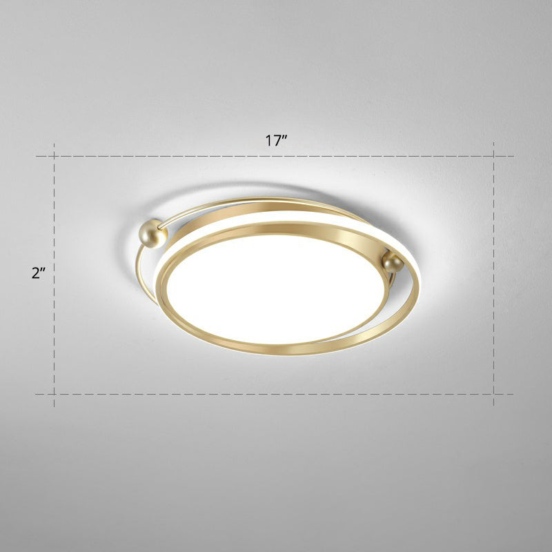 Halo Ring Flush Mount Light Fixture Modern Acrylic Bedroom LED Ceiling Light in Gold