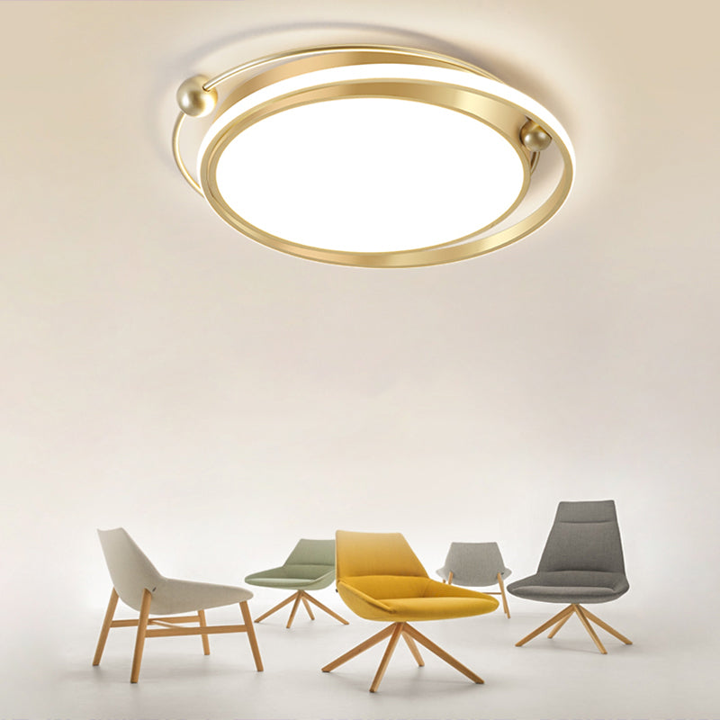Halo Ring Flush Mount Light Fixture Modern Acrylic Bedroom LED Ceiling Light in Gold