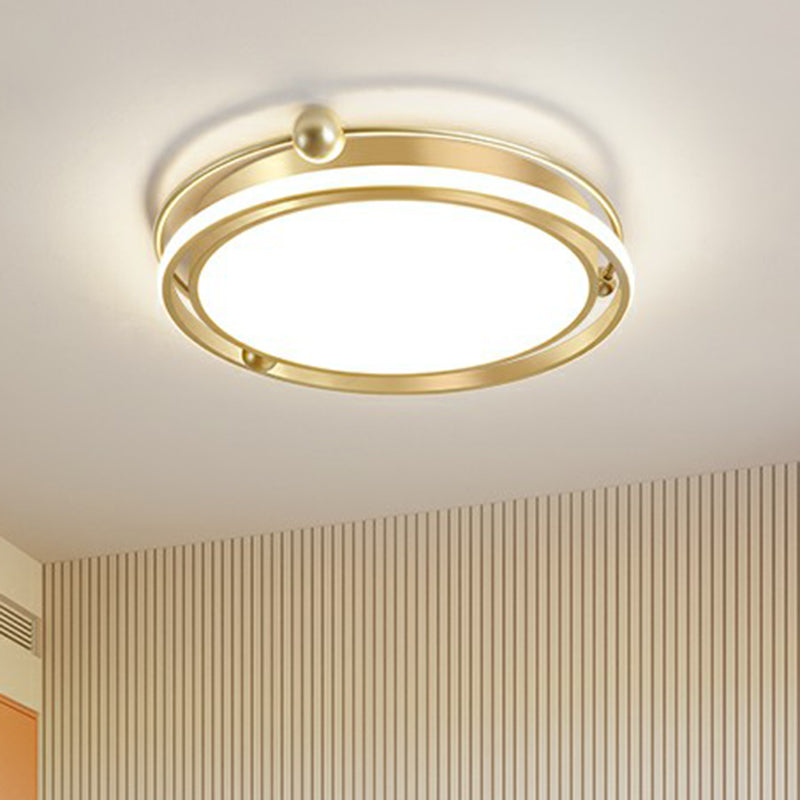 Halo Ring Flush Mount Light Fixture Modern Acrylic Bedroom LED Ceiling Light in Gold