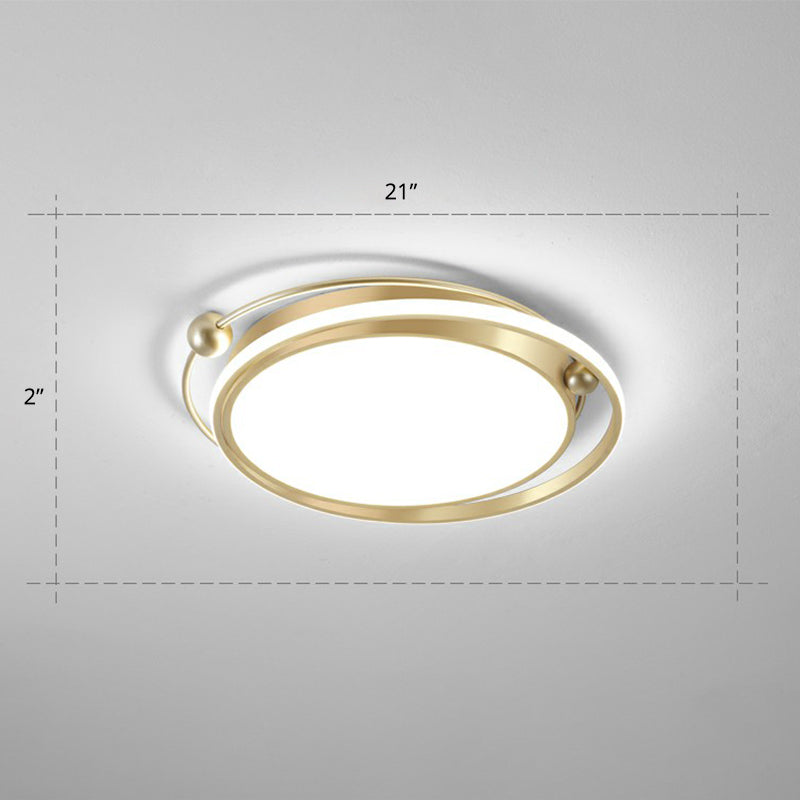 Halo Ring Flush Mount Light Fixture Modern Acrylic Bedroom LED Ceiling Light in Gold