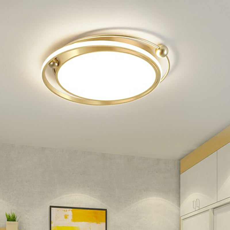 Halo Ring Flush Mount Light Fixture Modern Acrylic Bedroom LED Ceiling Light in Gold