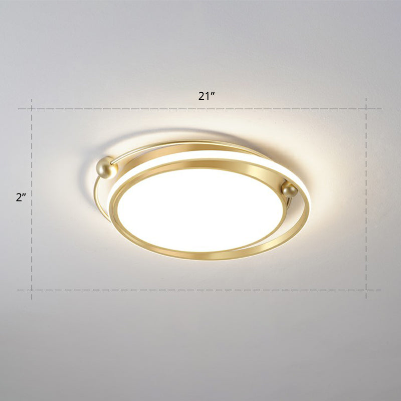 Halo Ring Flush Mount Light Fixture Modern Acrylic Bedroom LED Ceiling Light in Gold