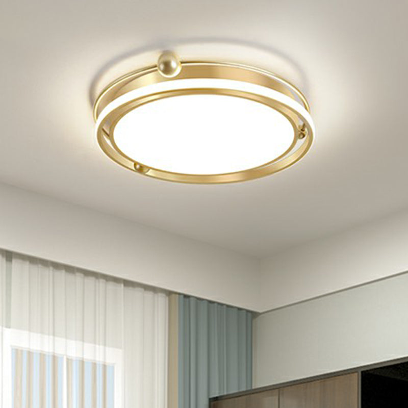 Halo Ring Flush Mount Light Fixture Modern Acrylic Bedroom LED Ceiling Light in Gold