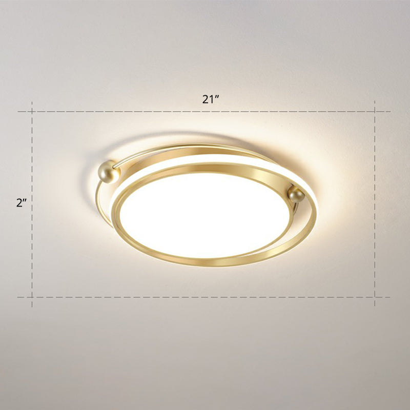 Halo Ring Flush Mount Light Fixture Modern Acrylic Bedroom LED Ceiling Light in Gold