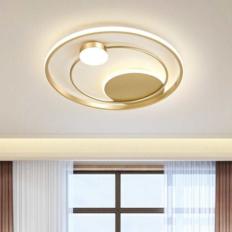 Minimalistisch Led Oberfläche Mount Ceiling Light Gold Kreisförmige Flushmount mit Acryl Schatten