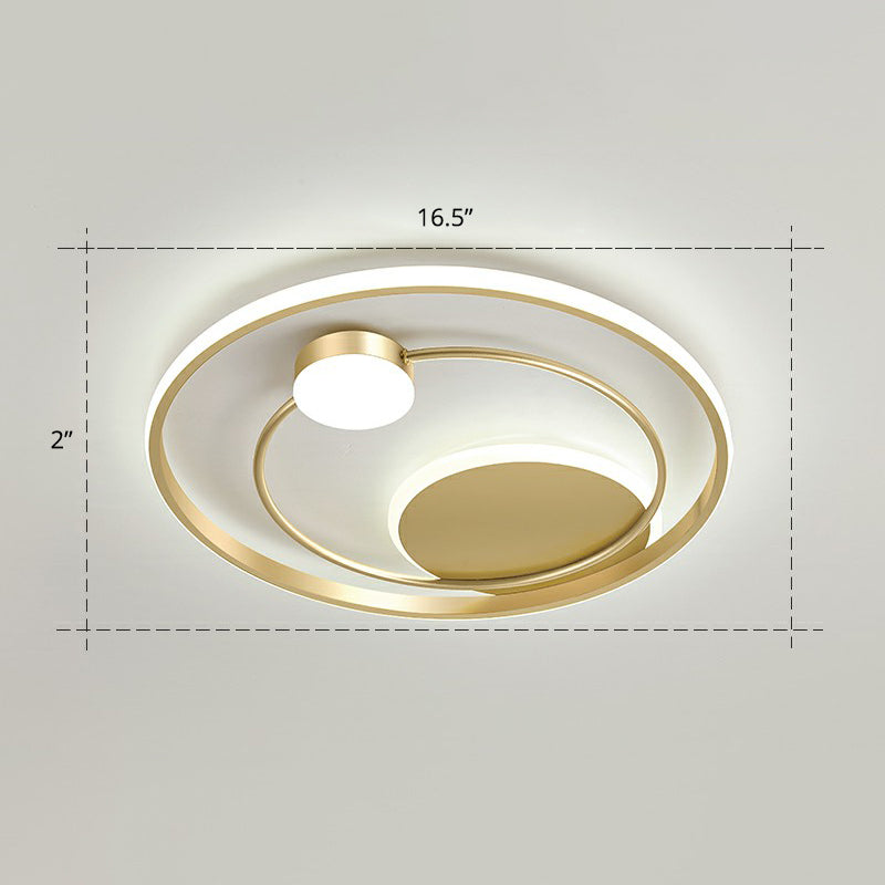 Minimalistisch Led Oberfläche Mount Ceiling Light Gold Kreisförmige Flushmount mit Acryl Schatten