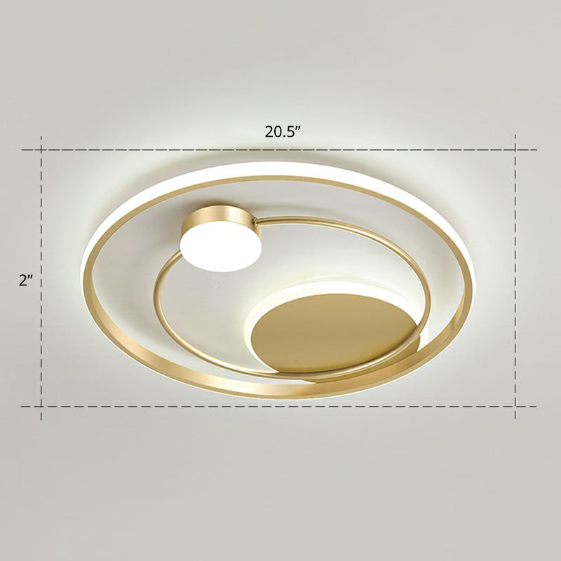 Minimalistisch Led Oberfläche Mount Ceiling Light Gold Kreisförmige Flushmount mit Acryl Schatten