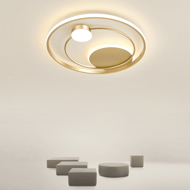 Minimalistisch Led Oberfläche Mount Ceiling Light Gold Kreisförmige Flushmount mit Acryl Schatten