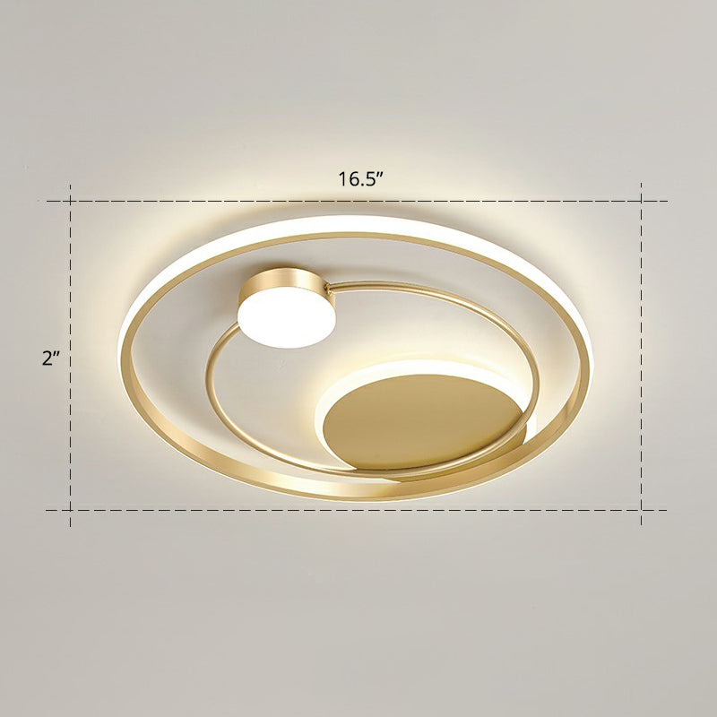 Minimalistisch Led Oberfläche Mount Ceiling Light Gold Kreisförmige Flushmount mit Acryl Schatten