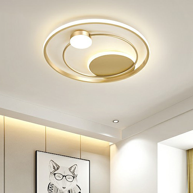 Minimalistisch Led Oberfläche Mount Ceiling Light Gold Kreisförmige Flushmount mit Acryl Schatten