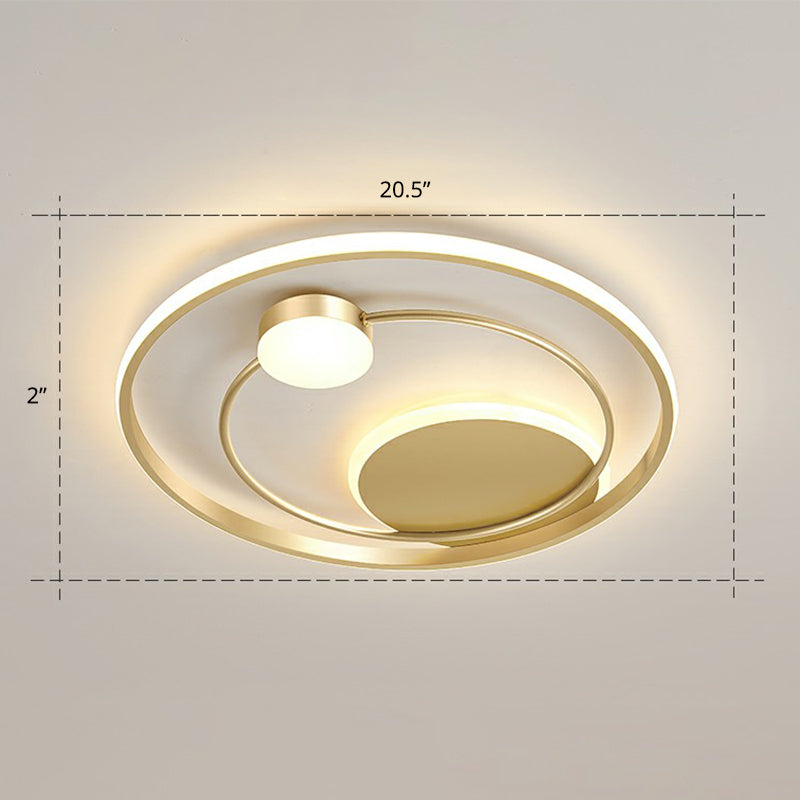Minimalistisch Led Oberfläche Mount Ceiling Light Gold Kreisförmige Flushmount mit Acryl Schatten