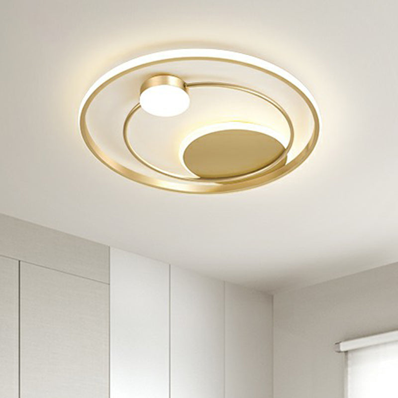 Minimalistisch Led Oberfläche Mount Ceiling Light Gold Kreisförmige Flushmount mit Acryl Schatten