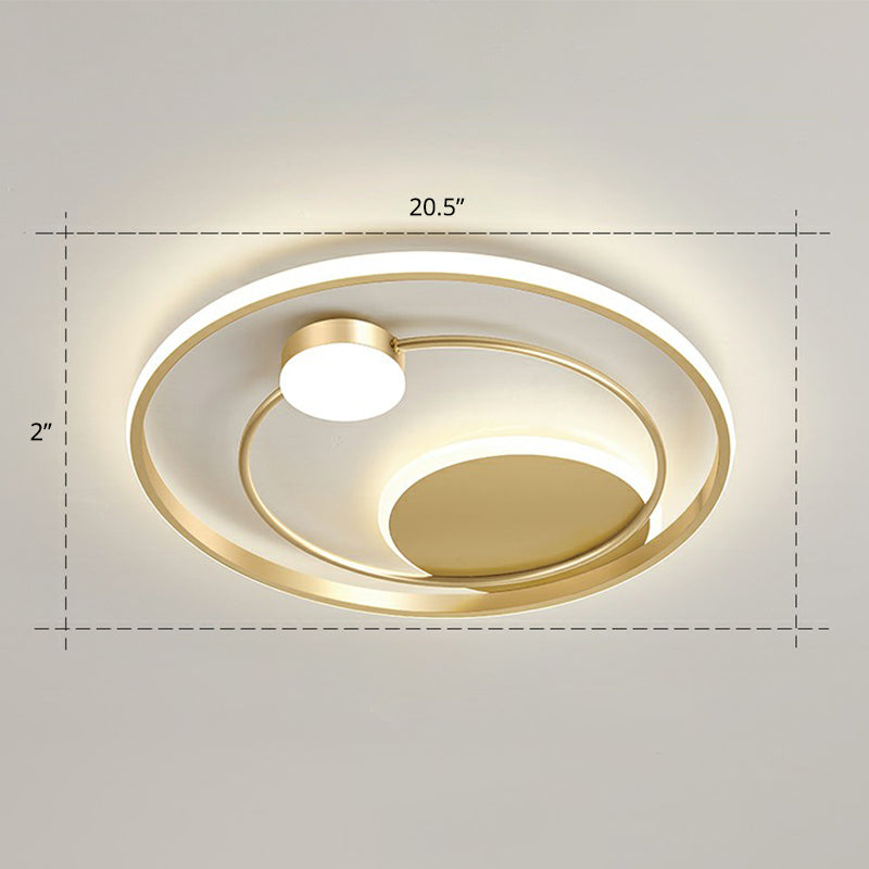 Minimalistisch Led Oberfläche Mount Ceiling Light Gold Kreisförmige Flushmount mit Acryl Schatten