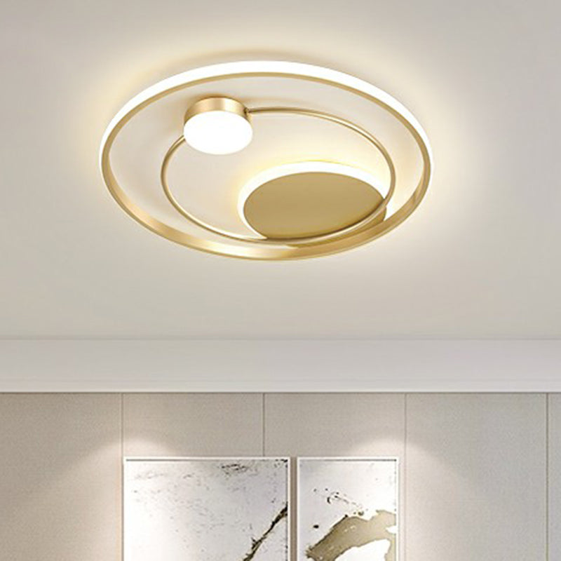 Minimalistisch Led Oberfläche Mount Ceiling Light Gold Kreisförmige Flushmount mit Acryl Schatten