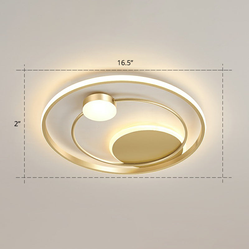 Minimalistisch Led Oberfläche Mount Ceiling Light Gold Kreisförmige Flushmount mit Acryl Schatten